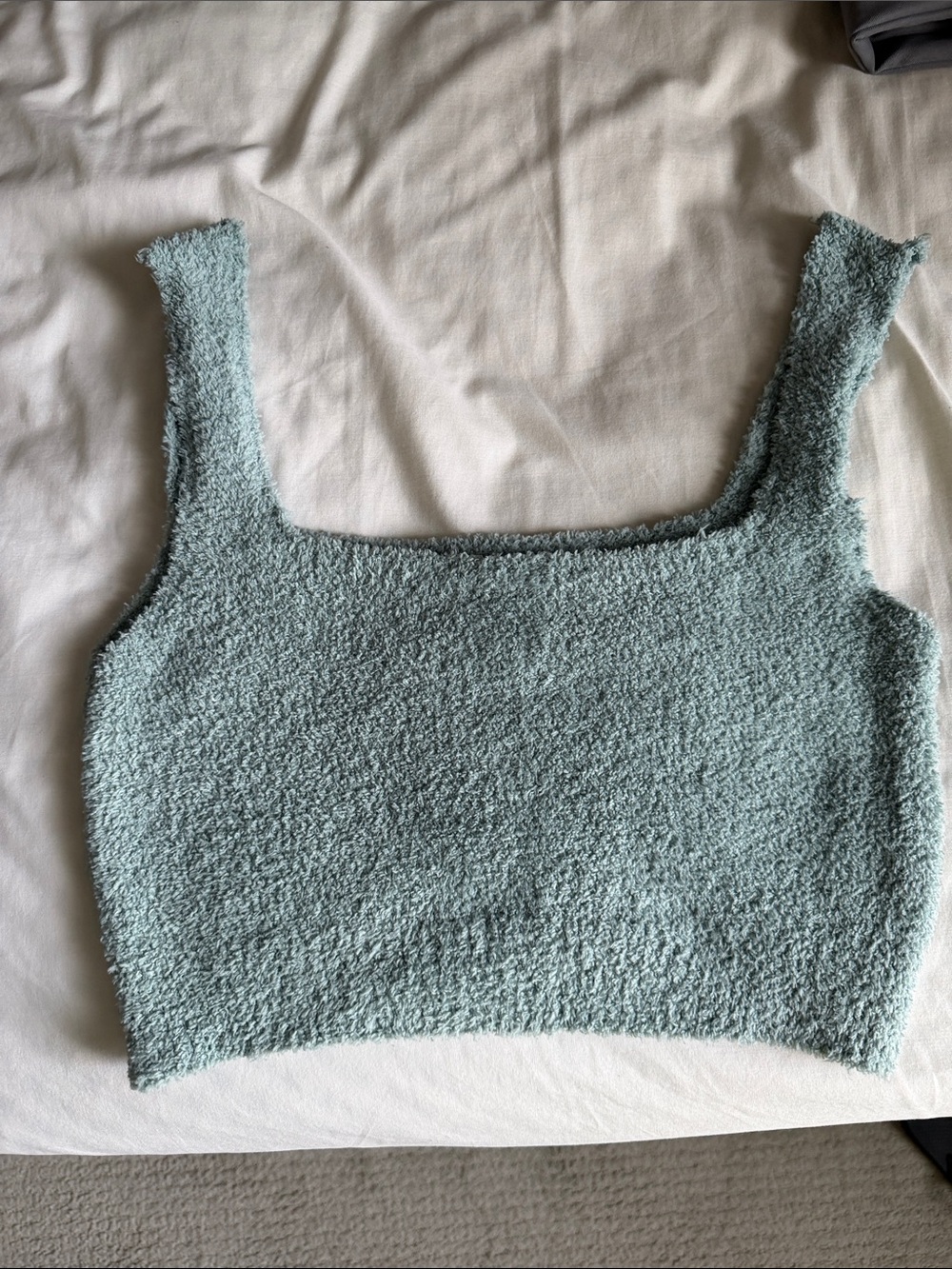 Forever 21 Textured Square-Neck Crop Top in Sage